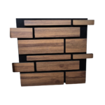 Acoustic Panel - Horizontal Lines - Wood Brown on Black Felt